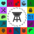 Vector bbq grill illustration - food party icon, outdoor picnic barbecue sign