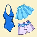 Vector beach summer clothes set.