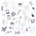 Vector beach themed doodles set Royalty Free Stock Photo