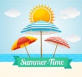 Vector Beach Umbrella Summer Card