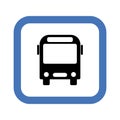 Vector bead icon in frontal view. School city transport on a blue background. Flat illustration of public route