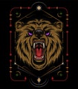 VECTOR BEAR HEAD ILLUSTRATION, angry bear mascot Royalty Free Stock Photo