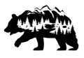 Vector Bear Silhouette, Fantasy, Forest. Royalty Free Stock Photo