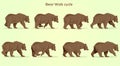 Vector Bear Walkcycle, Frame by Frame Animation for 2D Animation, Motion Graphics, With a Gradient background