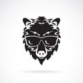 Vector of bear wear sunglasses on white background. Wild Animals. Bear fashion. Easy editable layered vector illustration