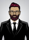 Bearded hipster style man wearing suit