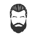 Vector of bearded man face, with mustache, pompadour