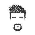 Vector of bearded man face, with mustache, isolated background Royalty Free Stock Photo