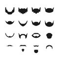 Vector beards and mustaches set flat style