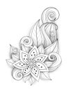 Vector Beautiful Abstract Monochrome Floral Composition Royalty Free Stock Photo