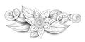 Vector Beautiful Abstract Monochrome Floral Composition Royalty Free Stock Photo