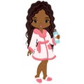 Vector Beautiful African American Girl Taking Spa Treatment Royalty Free Stock Photo