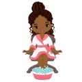 Vector Beautiful African American Girl Taking Spa Treatment Royalty Free Stock Photo