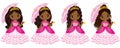 Vector Beautiful African American Princesses with Various Hairstyles Royalty Free Stock Photo