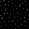 Vector beautiful black tropical floral seamless pattern background