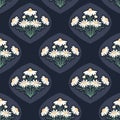 Vector Beautiful Camomile Bouquet seamless pattern background. Perfect for fabric, wallpaper and scrapbooking projects.