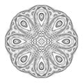 Vector Beautiful Deco Monochrome Contour Mandala