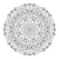 Vector Beautiful Deco Monochrome Contour Mandala