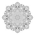 Vector Beautiful Deco Monochrome Contour Mandala