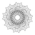 Vector Beautiful Deco Monochrome Contour Mandala