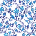 Vector beautiful drawing. Blue flowers on a white background.