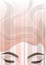 Vector beautiful eye with correction of eyebrows and hair background