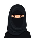 Vector - Beautiful face of arabic muslim woman, vector illustration. Royalty Free Stock Photo