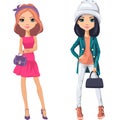 Vector beautiful fashion girls