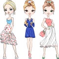 Vector beautiful fashion girls top models Royalty Free Stock Photo