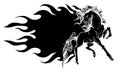 Vector Beautiful fiery horse black silhouette isolated on white