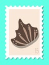 Vector beautiful hand drawn post stamp. Modern vector isolated post stamp design. Seashells and stars post stamp. Mail and post