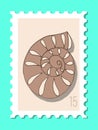 Vector beautiful hand drawn post stamp. Modern vector isolated post stamp design. Seashells and stars post stamp. Mail and post Royalty Free Stock Photo