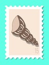 Vector beautiful hand drawn post stamp. Modern vector isolated post stamp design. Seashells and stars post stamp. Mail and post Royalty Free Stock Photo