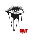 Vector beautiful illustration with crying eye. Black illustratio