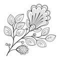 Vector Beautiful Monochrome Contour Flower