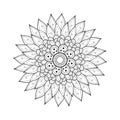 Vector Beautiful Monochrome Contour Flower