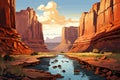 Vector beautiful nature. Canyon landscape.