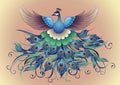 Vector, Beautiful Peacock in decorative style