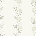 Vector Beautiful Peony Stripes in Light Creme seamless pattern background