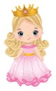 Vector Beautiful Princess in Pink Dress and Crown