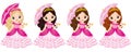 Vector Beautiful Princesses with Various Hair Colors Royalty Free Stock Photo