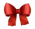 Vector beautiful realistic red bow. Silk style of elegance packing element. Can be use for decoration gifts, greetings Royalty Free Stock Photo