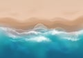 Vector beautiful realistic top view illustration of sandy summer beach - template for your poster of banner Royalty Free Stock Photo