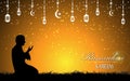 Vector beautiful scene ramadan muslim culture background