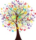 Vector beautiful spring tree, consisting of butterflies Royalty Free Stock Photo
