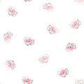 Vector Beautiful Summer Fading Wild Rose Flowers Pastel Pink seamless pattern background. Perfect for fabric, wallpaper