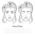 Vector beautiful woman face chart portrait. Royalty Free Stock Photo