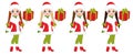 Vector Beautiful Young Girls with Christmas Gifts Royalty Free Stock Photo