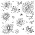 Vector Beautiful Zentangle, Doodle flowers