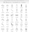 Vector Beauty Cosmetics ultra modern outline line icons for web and apps.